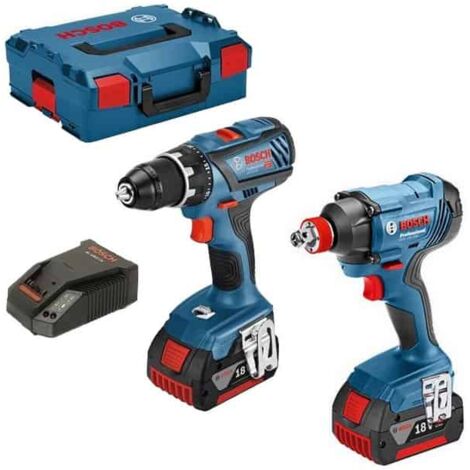 Lot BOSCH Perceuse GSR18V-28 + Visseuse à chocs GDR18V-160 + 3 batteries 4.0Ah - 0615990K3H