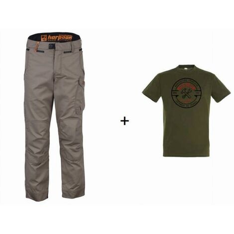 Lot BOSSEUR Pantalon Harpoon noisette 48 + 1 Tee-shirt Kaki 2XL - 11180-015