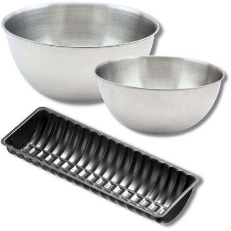 Lot comprenant 1 moule à buche de Noël, 1 spatule Zenker et 2 bols à mixer en inox Fackelmann