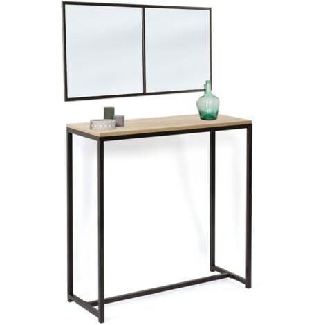 Lot console DETROIT avec miroir 2 bandes design industriel