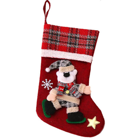 Lot de 1 Bas de Noël, Chaussettes du père Noël, pour Décoration de Bas de Noël Sac, Sac de Bonbons, Sac Cadeau，chaussettes de bonbons, sacs cadeaux