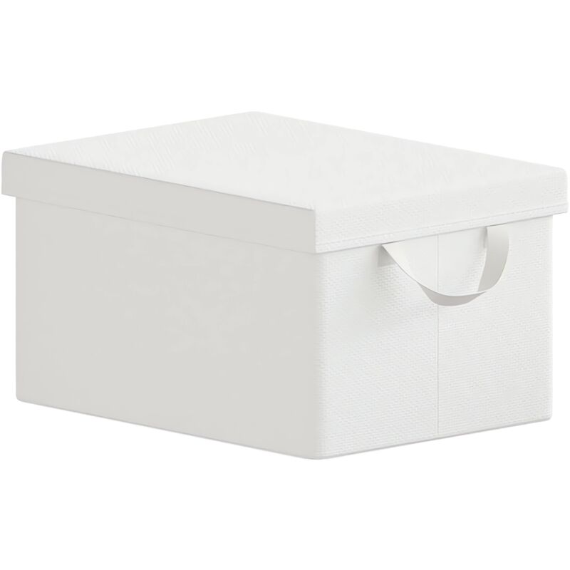 Woltu - Lot de 1 Boîte de Rangement 43x33x26 cm, avec Couvercle, Coffre de Rangement en Tissu non Tissé, Pliable, Blanc