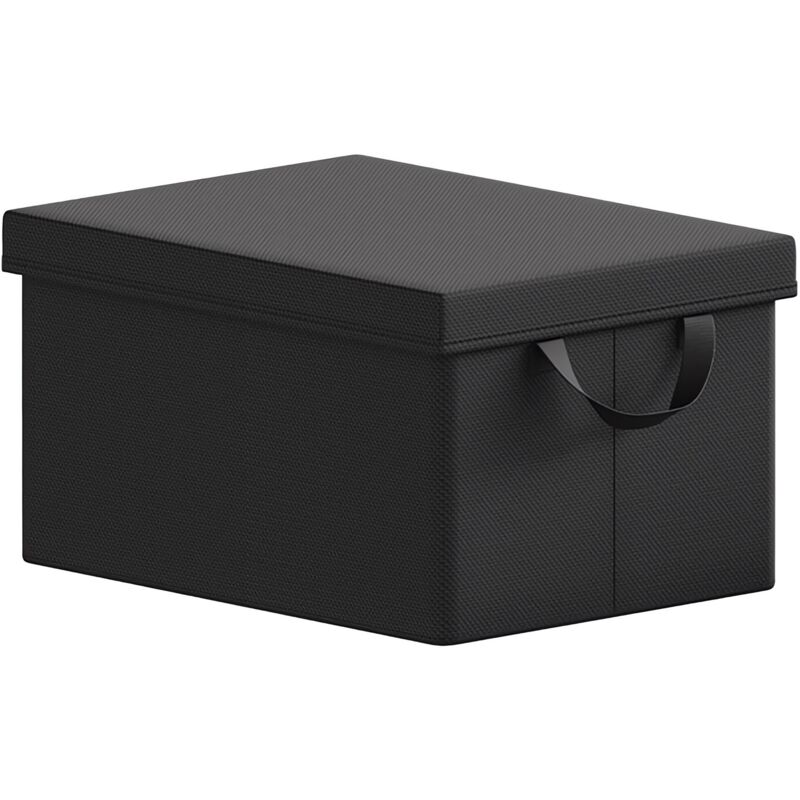 Woltu - Lot de 1 Boîte de Rangement 43x33x26 cm, avec Couvercle, Coffre de Rangement en Tissu non Tissé, Pliable, Noir