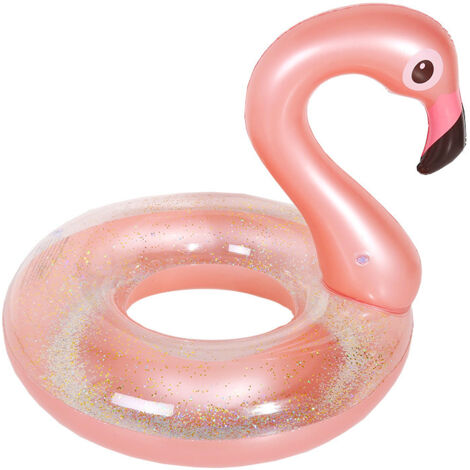 Lot de 1 bouée gonflable rose flamant rose à paillettes de 120 cm