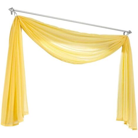 Lot de 1 cantonnière en voile transparent - Pour chambre à coucher, salon, mariage - Jaune - 140 x 600 cm-Ensoleillé