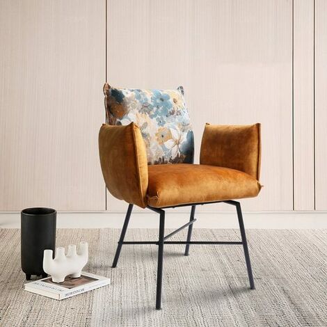 AUTRES Lot de 1 Chaises de bureau jaune - Pas de roues -Velvet-Style maison nordique - marque Jecci