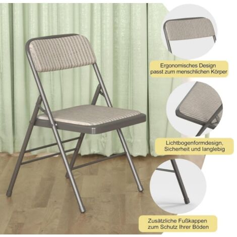 Lot de 1 Chaises Pliantes Velours avec Dossier Ergonomique - Pieds Chromé Argenté pour Réunions/Mariage  Design Élégant et Gain de Place, Stockage Facile