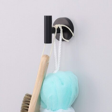 Lot de 1 crochets muraux en acier inoxydable SUS 304 pour salle de bain Noir