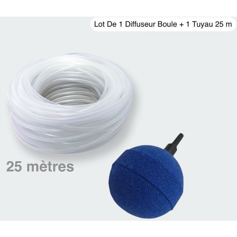 Le Poisson Qui Jardine - Lot De 1 Diffuseur D'Air De 5 cm, Sphérique, Boule + 1 Tuyau De 25 m