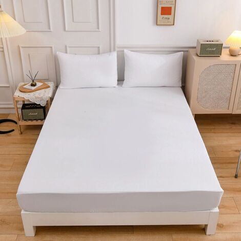 Lot de 1 Drap Housse - Blanc, 90 x 200 cm - Coupes de 27 cm pour Matelas épais - Microfibre