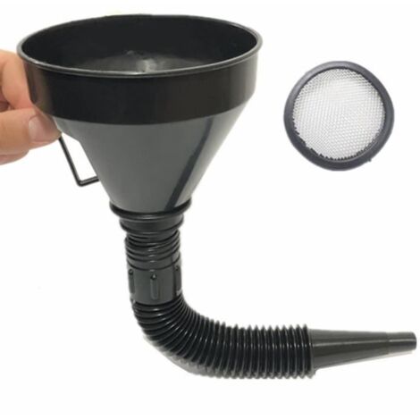 Lot de 1 entonnoirs universels à angle droit en plastique souple pour moteur à essence avec bec amovible et filtre pour moto.