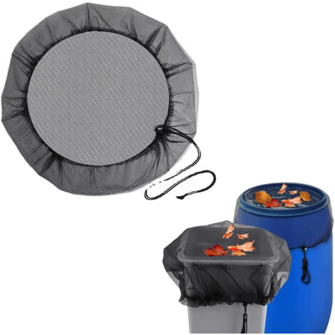 Lot de 1 filets de protection pour citerne de pluie, polyester résistant – diamètre 60 cm, maille fine et dense, filet de protection avec cordon de serrage ajustable, contre feuilles et moustiques