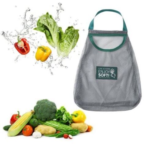 Lot de 1 filets de rangement réutilisables pour la cuisine, sac de courses, sac de rangement suspendu pour fruits, légumes, oignons, ail, pommes de terre, tomates