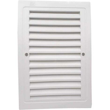 Lot de 1 Grille intérieur extérieur plastique avec moustiquaire 140x210 mm Blanc