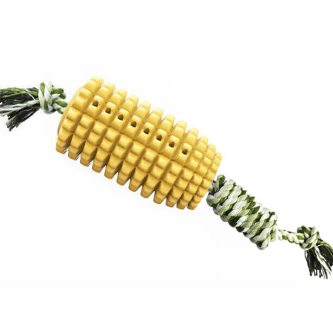 Lot de 1 Jouet Chien Solide, Jouet à Mâcher pour Chien en Caoutchouc avec Corde, Brosse à Dents Chien en Forme Maïs，jouets à mâcher pour chien