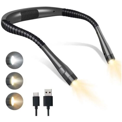 Lot de 1 Lampe de Lecture de Cou Rechargeable, Lampe pour lecture au Lit,3 Couleurs, 6 Niveaux de Luminosité, Bras Pliables, Longue Durée de Vie, Parfaite pour la Lecture,Le Tricot,la Réparation