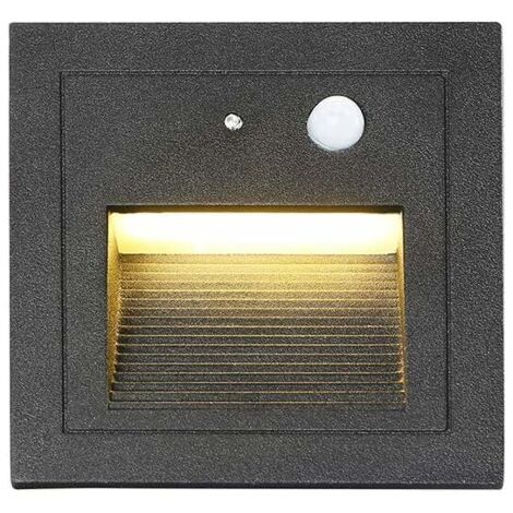 Lot de 1 LED Spot Mural Encastré 3W Applique murale Escalier Lumière Lampe Détecteur de Mouvement Sol Encastré Lumière Escalier 2800K Blanc Chaud