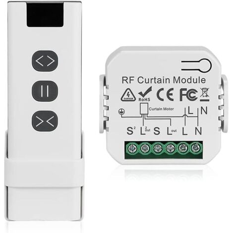 Lot de 1 Module Volet Roulant Sans Fil, Interrupteur Sans Fil pour Volets Roulants, Stores, Composé d'une Télécommande RF + Module Récepteur, Max. 70m de Portée