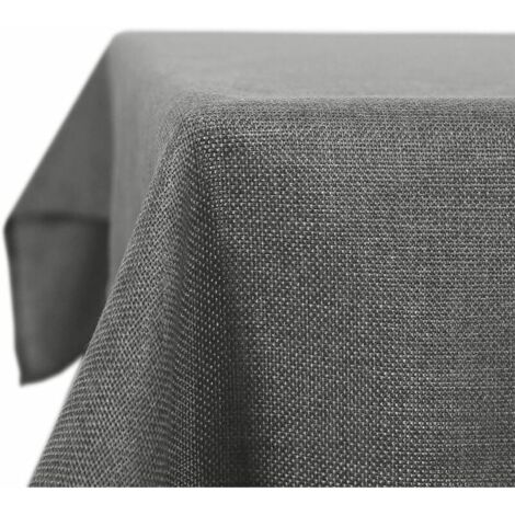 Lot de 1 Nappe Imperméable Anti Tache Rectangulaire Effet Lin pour Table, 130x160 cm, Gris