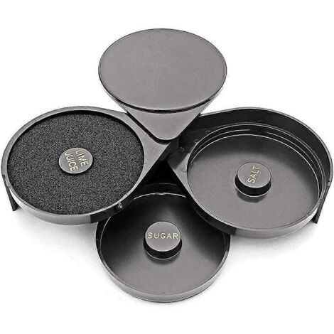Lot de 1 outil de barman à 3 niveaux pour le bord des verres à margarita et cocktails, boîte à sel et à épices.