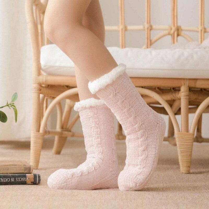 Rapanda - Lot de 1 paires de chaussettes chaudes et douces pour l'hiver, chaussettes de lit confortables pour dormir, cadeau de Noël, chaussettes en