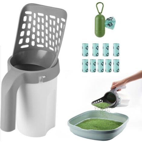 Lot de 1 Pelle à litière pour chat tout - en - un, sac poubelle 9 rouleaux, capsule type d boucle métallique