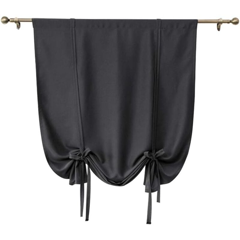 Lot de 1 rideau court occultant uni à nouer, rideau romain uni pour petites fenêtres