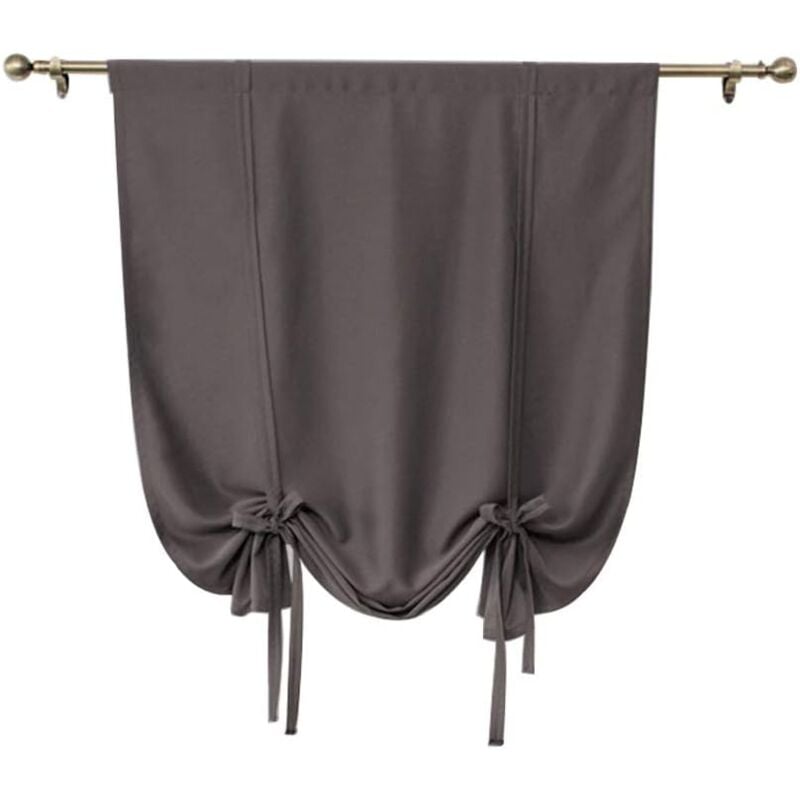 Lot de 1 rideau court occultant uni à nouer, rideau romain uni pour petites fenêtres