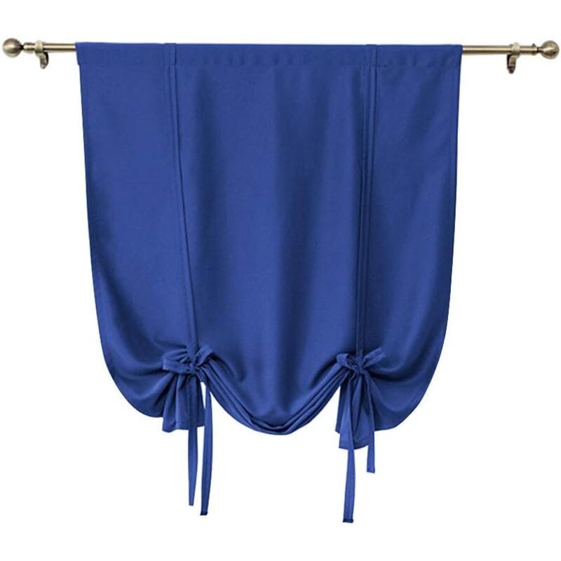 Lot de 1 rideau court occultant uni à nouer, rideau romain uni pour petites fenêtres