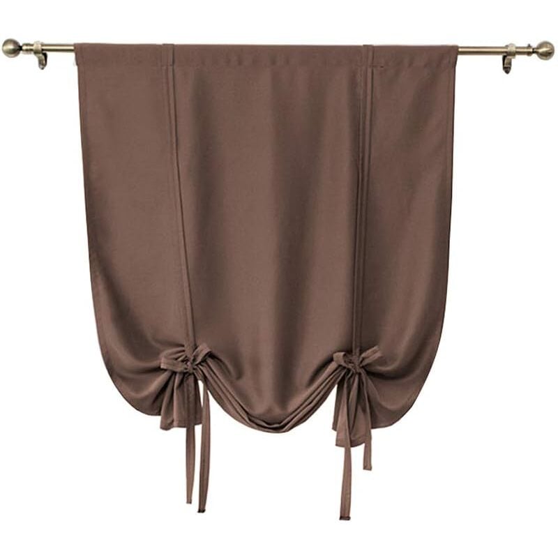 Lot de 1 rideau court occultant uni à nouer, rideau romain uni pour petites fenêtres