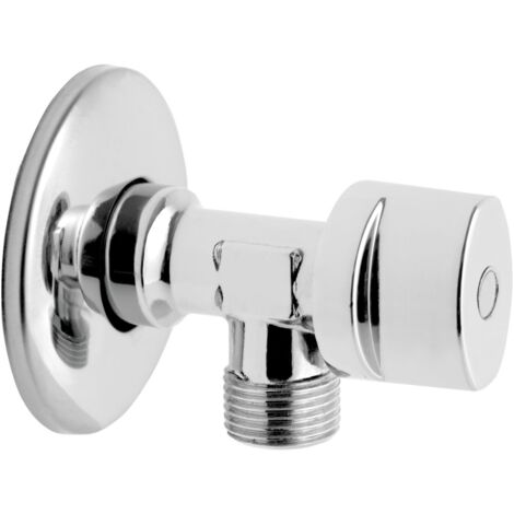 Lot de 1 Robinet vanne d'angle chrome avec rosace 1/2" x 3/8"