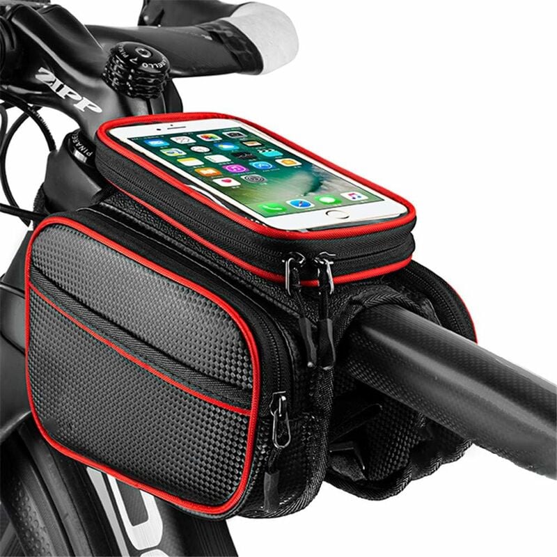 Trimec - Lot de 1, sacoche de cadre de vélo, sacoche de cadre étanche, protection de l'écran tactile de grande capacité, convient à tous les types
