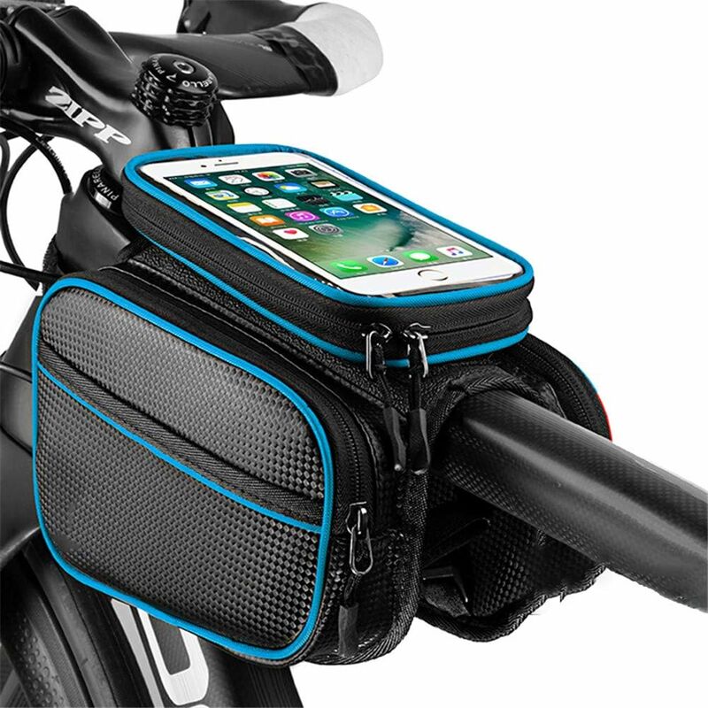Lot de 1, sacoche de cadre de vélo, sacoche de cadre étanche, protection de l'écran tactile de grande capacité, convient à tous les types