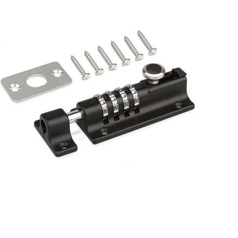 Lot de 1 serrures de porte à combinaison, serrures à code, serrures à combinaison pour chenils, granges, hangars, entrepôts, noir
