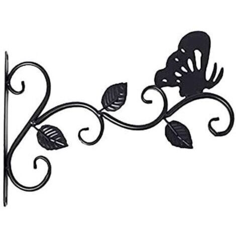 Lot de 1 Supports pour Plantes Suspendues Noir, 12 Pouces Suspension Mural Crochet Plante en Métal, Suspension d'Accessoires pour Plantes Antirouille et Robuste en Forme de Papillon