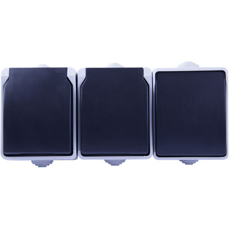 Lot de 1 va et vient + 1 prises 2P+T en saillie Aquatop IP54 - Gris et Blanc