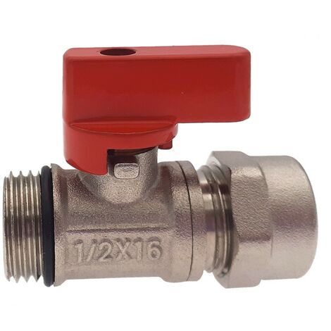 Lot de 1 Vanne à bille sphérique 1/2"x16 pour tube PER Ø16 Rouge
