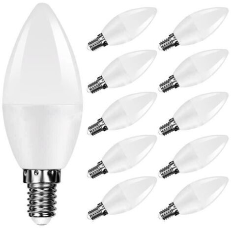 Lot de 10 5W Ampoule Led Culot E14 Bougie Blanc Chaud 3000K 600lm AC220V-265V Equivalent 40W Halogène Ampoule Non Dimmable