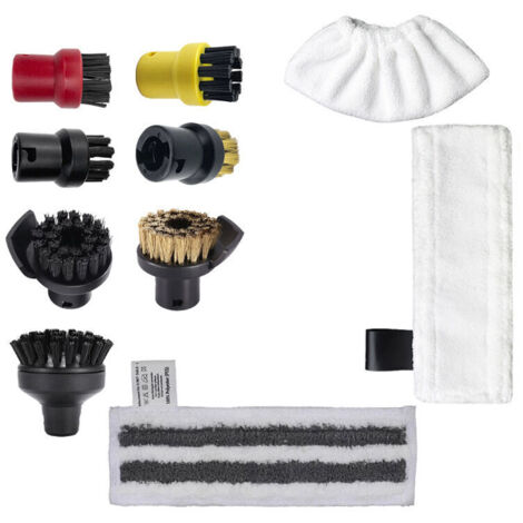 Lot de 10 accessoires pour nettoyeur vapeur Kärcher SC1, SC2, SC3, SC4 et SC5 : brosses et chiffons de rechange.