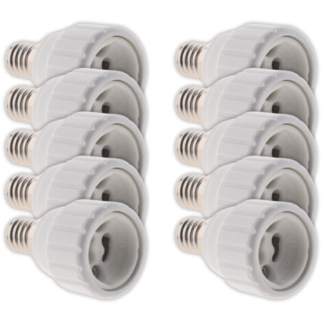 Lot de 10 adaptateurs de douille E14 vers GU10 à visser - ignifuge - Blanc - Zenitech