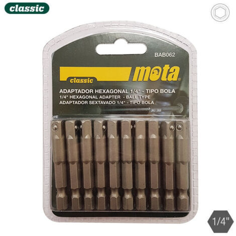LOT DE 10 ADAPTATEURS HEXAGONAL T. BOLA 50mm 1-4 10 unités. BAB062 MOTA