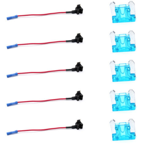 Lot de 10 adaptateurs mini-fusibles 12 V pour voiture, profil bas, avec 5 fusibles 15 A