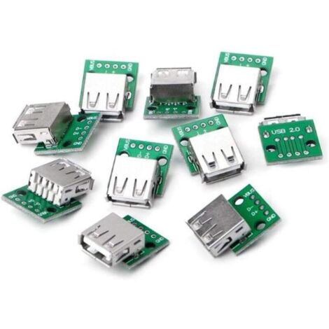 Lot de 10 adaptateurs USB 2.0 femelles DIP à 4 broches, connecteurs droits, soudés, pour téléphone portable - 03