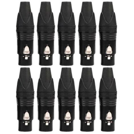 Lot de 10 adaptateurs XLR 3 broches pour bricolage, connecteur XLR aviation (femelle)