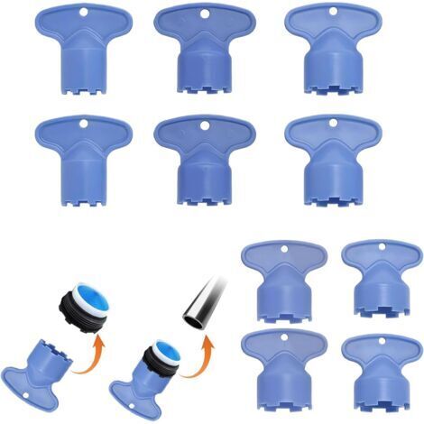 Lot de 10 aérateurs de robinet bleus M16.5/M18.5/M21.5/M22/M24 avec clé à filtre de robinet, filtre à outils, en plastique pour aérateurs dentelés et filetés, filtre de robinet pour salle de