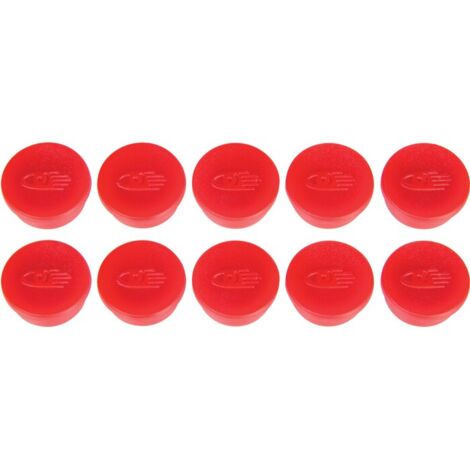 Lot de 10 aimants ronds rouges 20 mm – Force magnétique 250 g/cm² – Épaisseur 7 mm – Pour tableaux blancs et chevalets – Legamaster