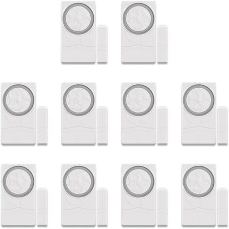 Lot de 10 Alarmes De Fenêtre De Porte sans Fil, Carillon De Capteur De Petite Taille avec 110 DB 4 Modes De Fonctionnement pour La Maison, Les Bureaux Magasins, L'Installation De Bricolage