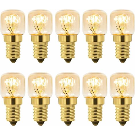 Lot de 10 Ampoule à Sel 25W E14 T22, Incandescence Blanc Chaud 2700K, 160LM, AC 230V, Ampoule Four 25w 300°, Pour Four, Frigo, Lampe de Sel, Fours Grill [Classe énergétique G],AAFGVC