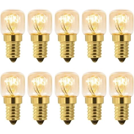 Lot de 10 Ampoule de Four E14 Dimmable, Edison E14 T22, Résistant jusqu'à 300 Degrés, 2700K Blanc Chaud, 160LM, AC 220V
