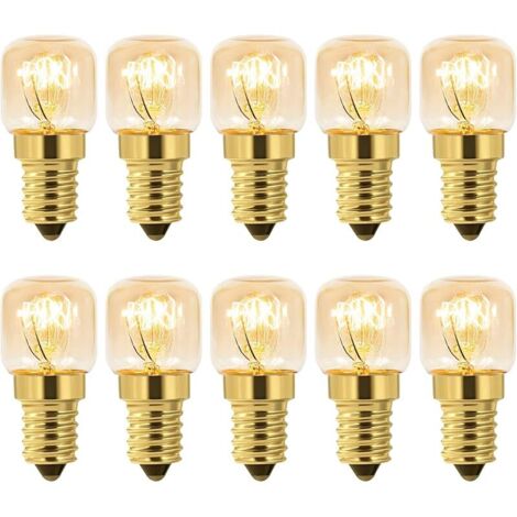 Lot de 10 Ampoule de Four E14 Dimmable, Edison E14 T22, Résistant jusqu'à 300 Degrés, 2700K Blanc Chaud, 160LM, AC 220V, pour Four, Frigo, Lampe de Sel, Fours Grill